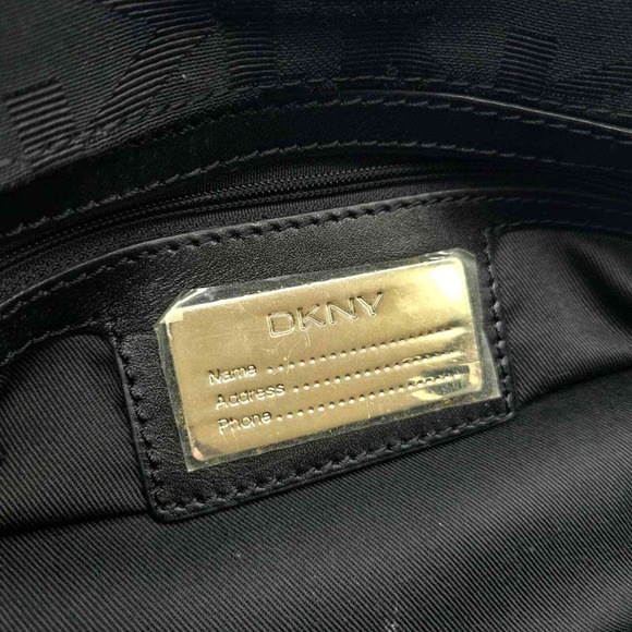 DKNY Mini Logo Handbag Black Monogram Canvas Leather NWOT - Picture 4 of 4